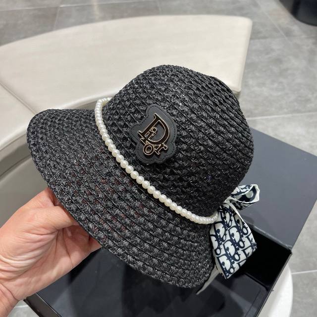Dior迪奥草帽 可遮阳帽 名媛气质范 头围57Cm